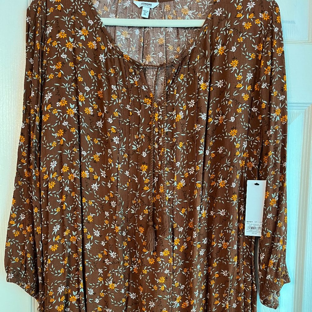 Women's Sonoma XL Peasant Blouse NWT